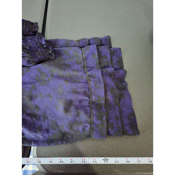 Eci New York Women Purple Dark Floral Blouse Size Medium Whimsigoth Fairy Grunge - Picture 8 of 12